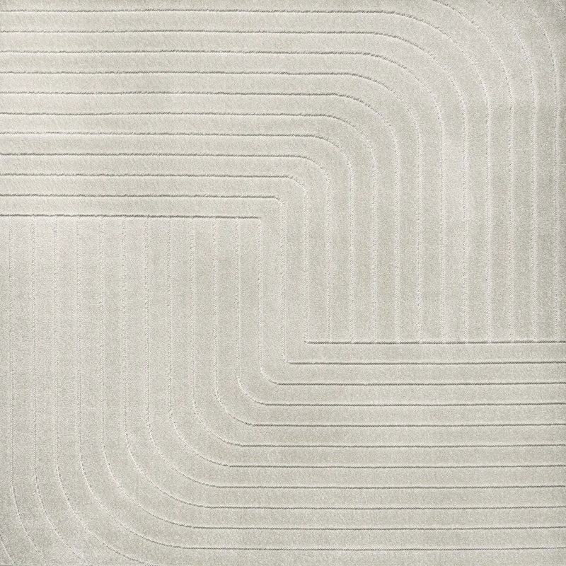 6' Ivory And Cream Square Striped Indoor Outdoor Area Rug Homeroots Outdoor