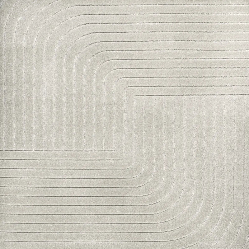6' Ivory And Cream Square Striped Indoor Outdoor Area Rug Homeroots Outdoor