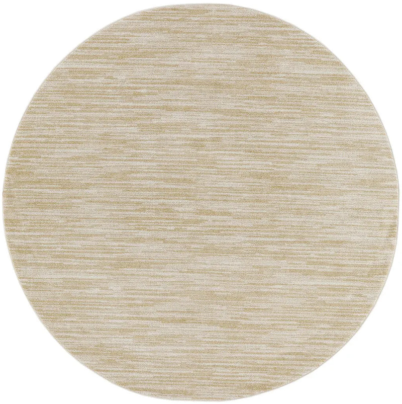 6' Ivory And Gold Round Abstract Indoor Outdoor Area Rug Homeroots Outdoor