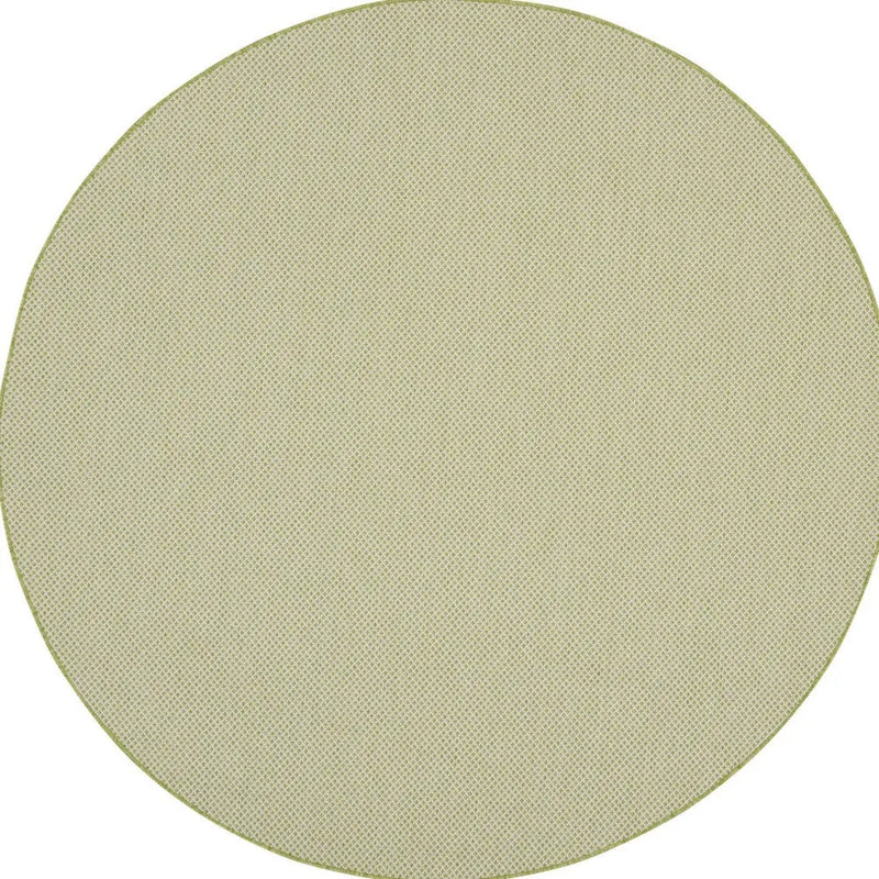 6' Ivory And Green Round Geometric Indoor Outdoor Area Rug Homeroots Outdoor