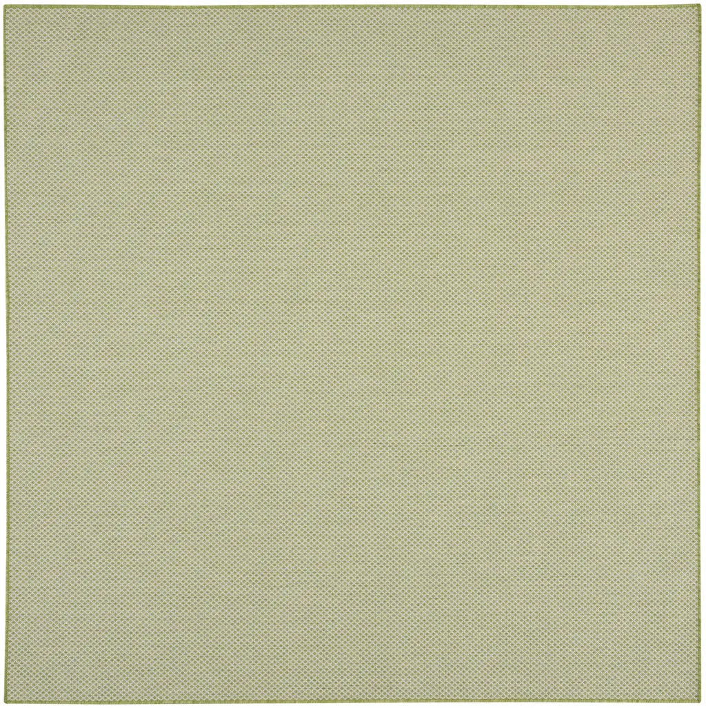 6' Ivory And Green Square Geometric Indoor Outdoor Area Rug Homeroots Outdoor