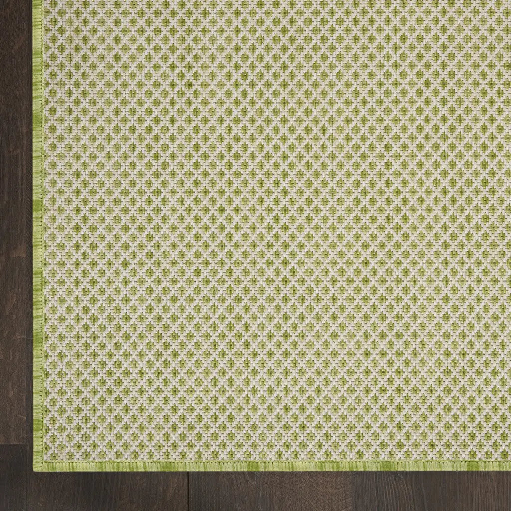 6' Ivory And Green Square Geometric Indoor Outdoor Area Rug Homeroots Outdoor