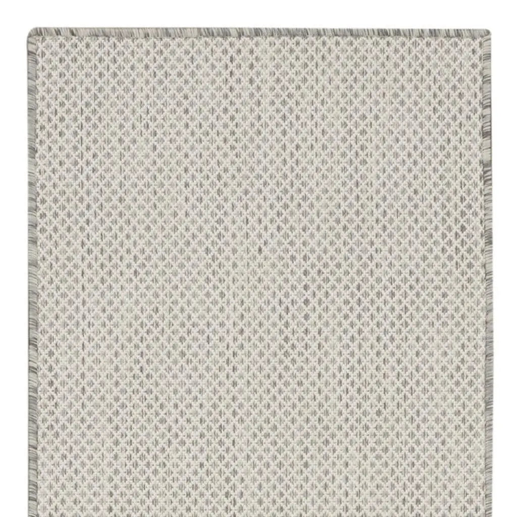 6' Ivory And Silver Geometric Indoor Outdoor Runner Rug Homeroots Outdoor
