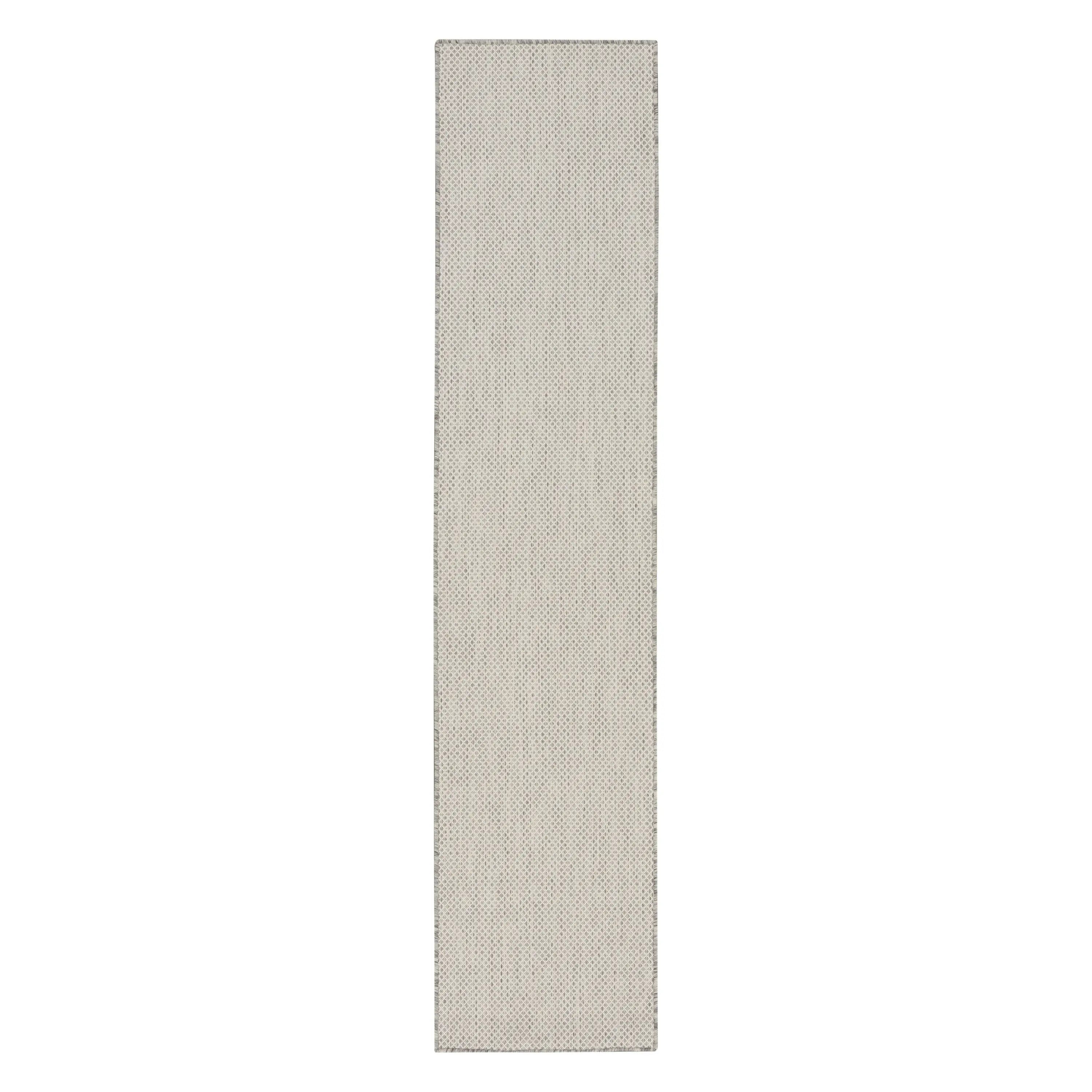 6' Ivory And Silver Geometric Indoor Outdoor Runner Rug Homeroots Outdoor