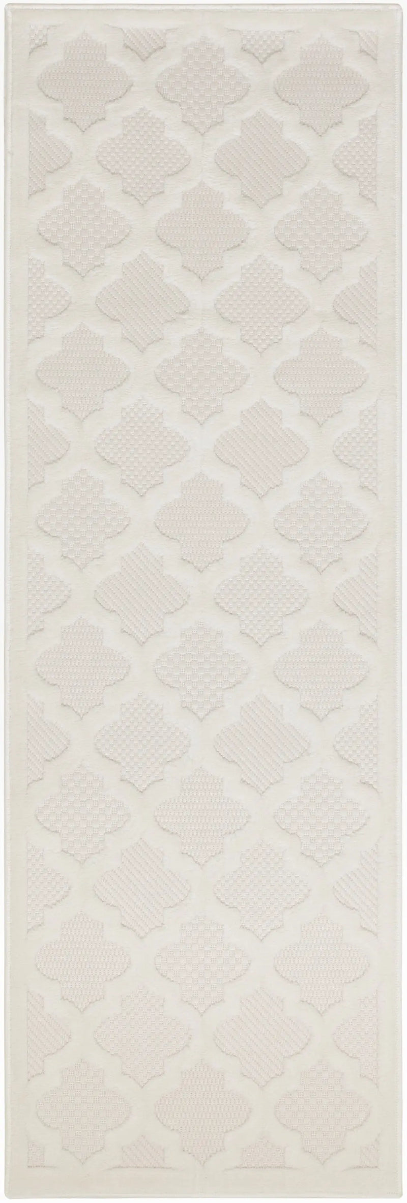 6' Ivory And White Geometric Indoor Outdoor Area Rug Homeroots Outdoor