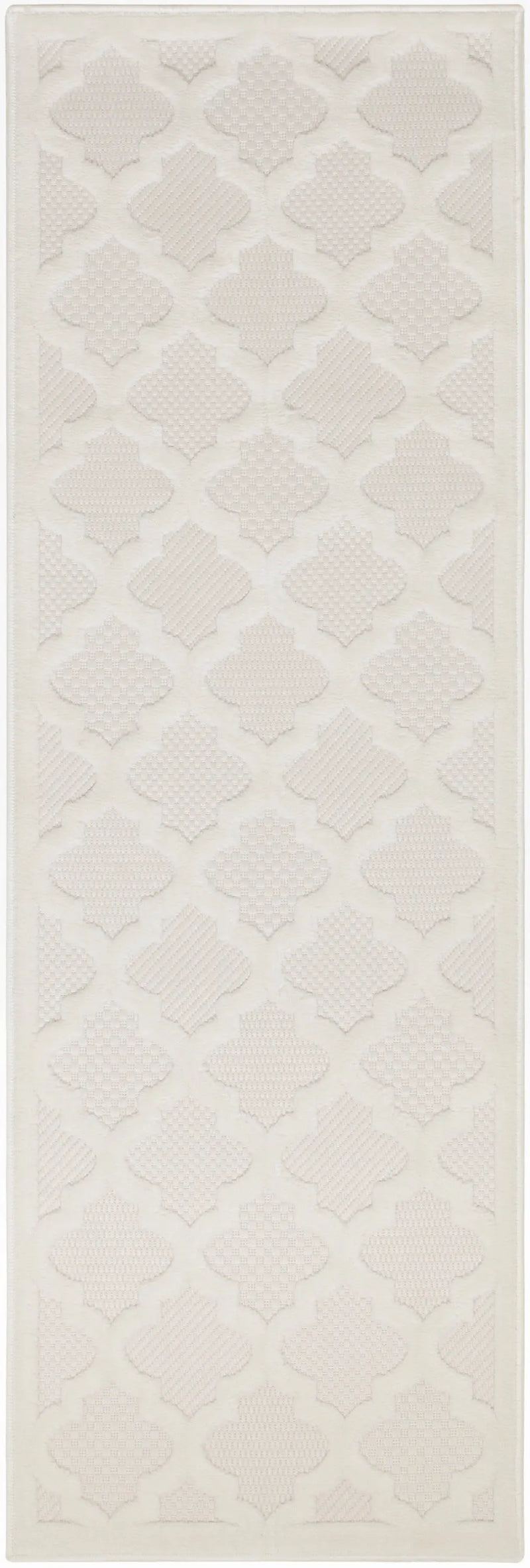 6' Ivory And White Geometric Indoor Outdoor Area Rug Homeroots Outdoor