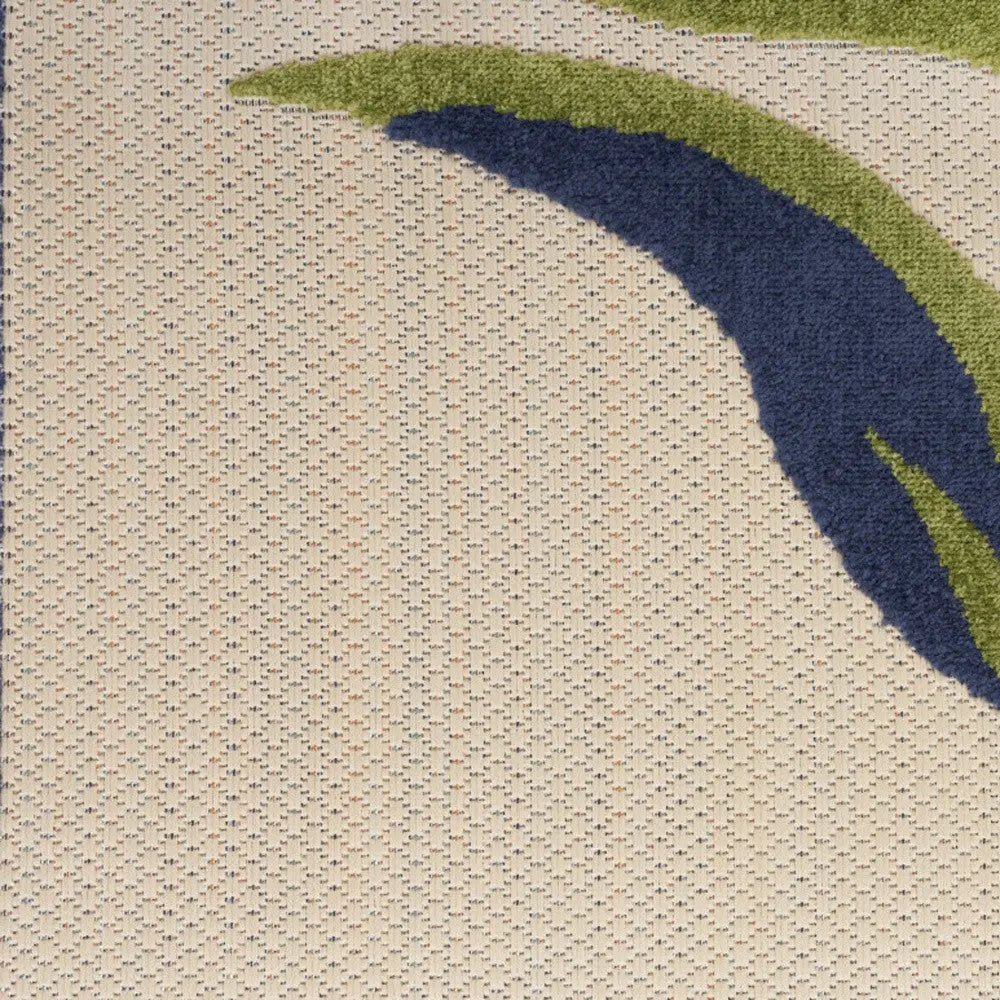 6' Ivory Blue And Orange Floral Indoor Outdoor Runner Rug Homeroots Outdoor