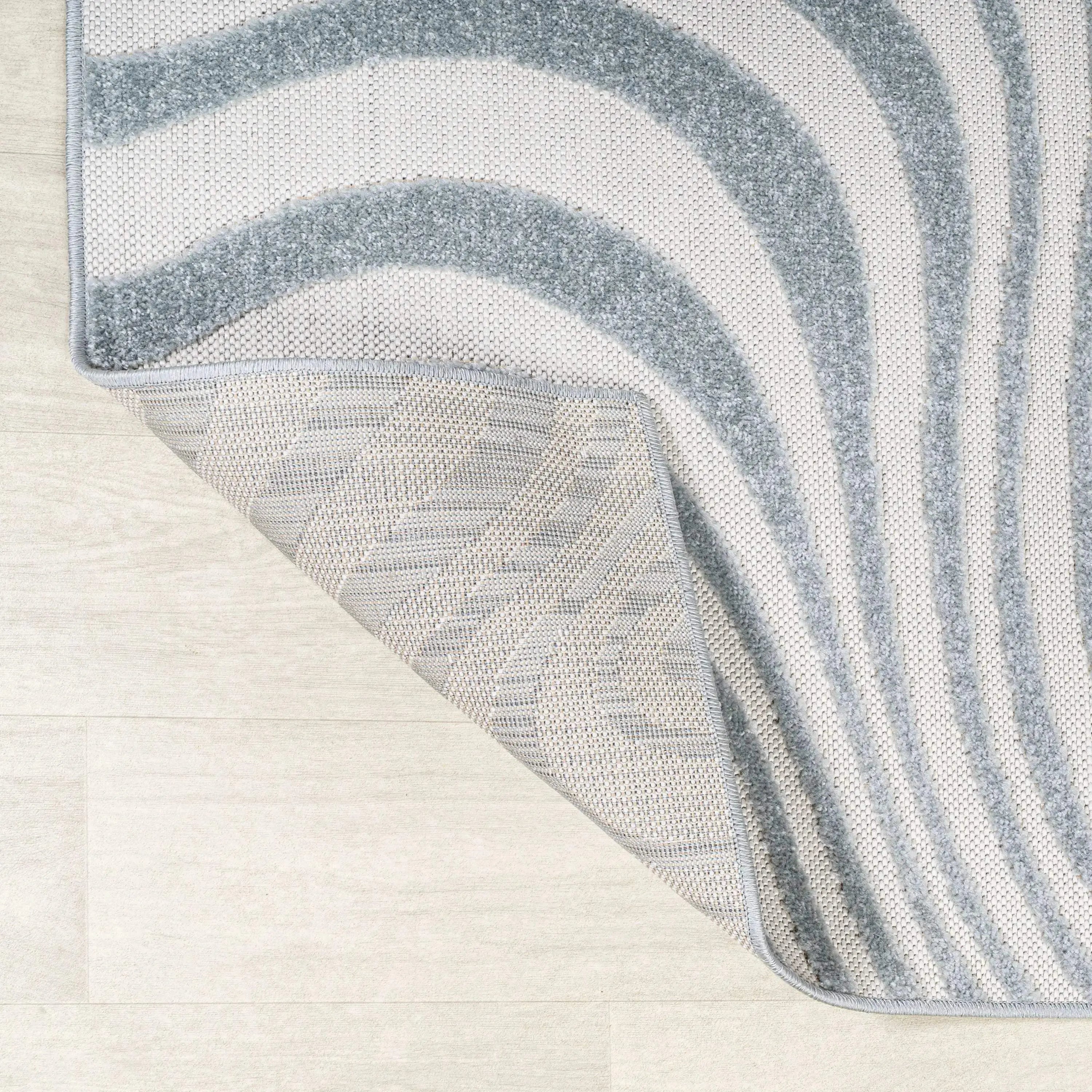 6' Light Blue And Ivory Square Abstract Indoor Outdoor Area Rug Homeroots Outdoor