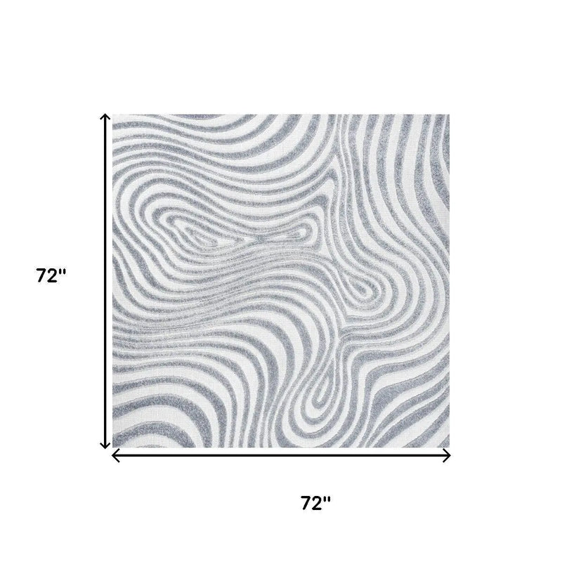 6' Light Blue And Ivory Square Abstract Indoor Outdoor Area Rug Homeroots Outdoor