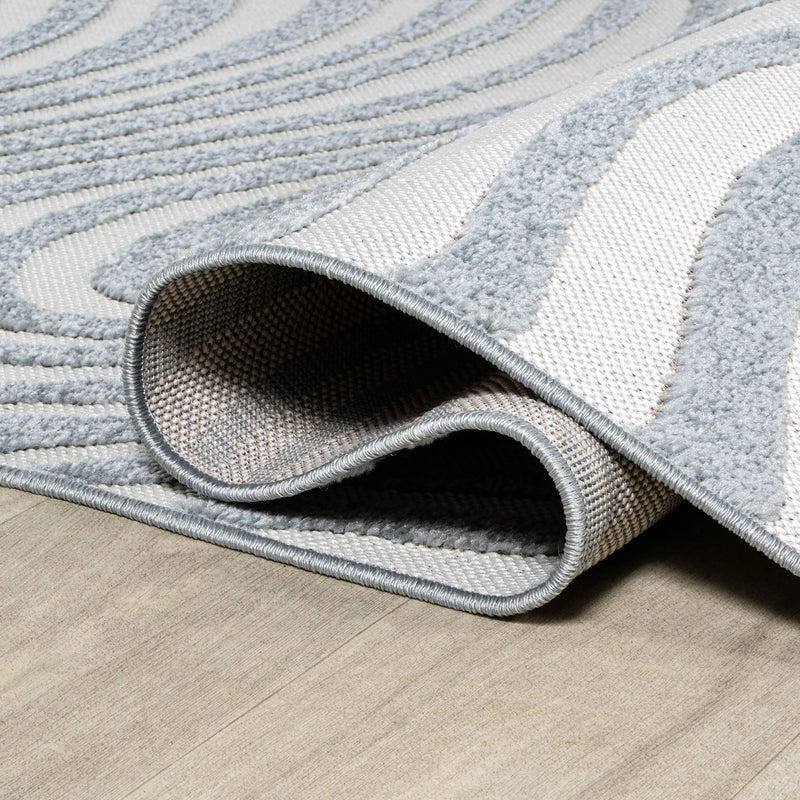 6' Light Blue And Ivory Square Abstract Indoor Outdoor Area Rug Homeroots Outdoor