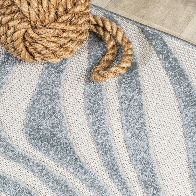 6' Light Blue And Ivory Square Abstract Indoor Outdoor Area Rug Homeroots Outdoor