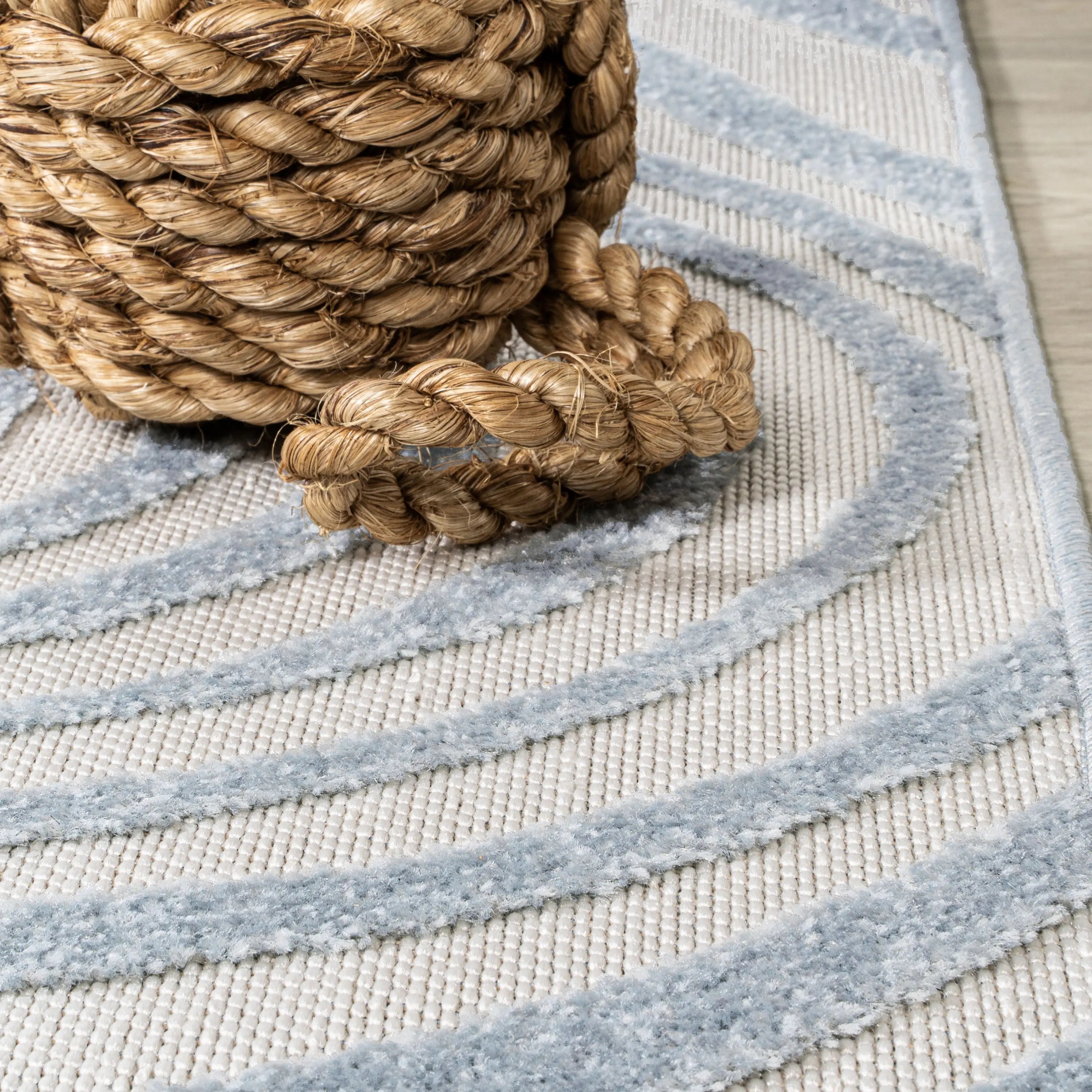 6' Light Blue And Ivory Square Abstract Indoor Outdoor Area Rug Homeroots Outdoor