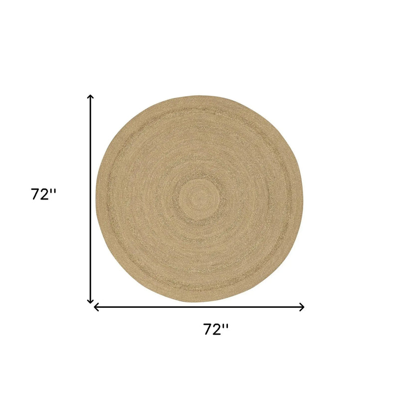 6' Natural And Brown Round Handmade Indoor Outdoor Area Rug Homeroots Outdoor