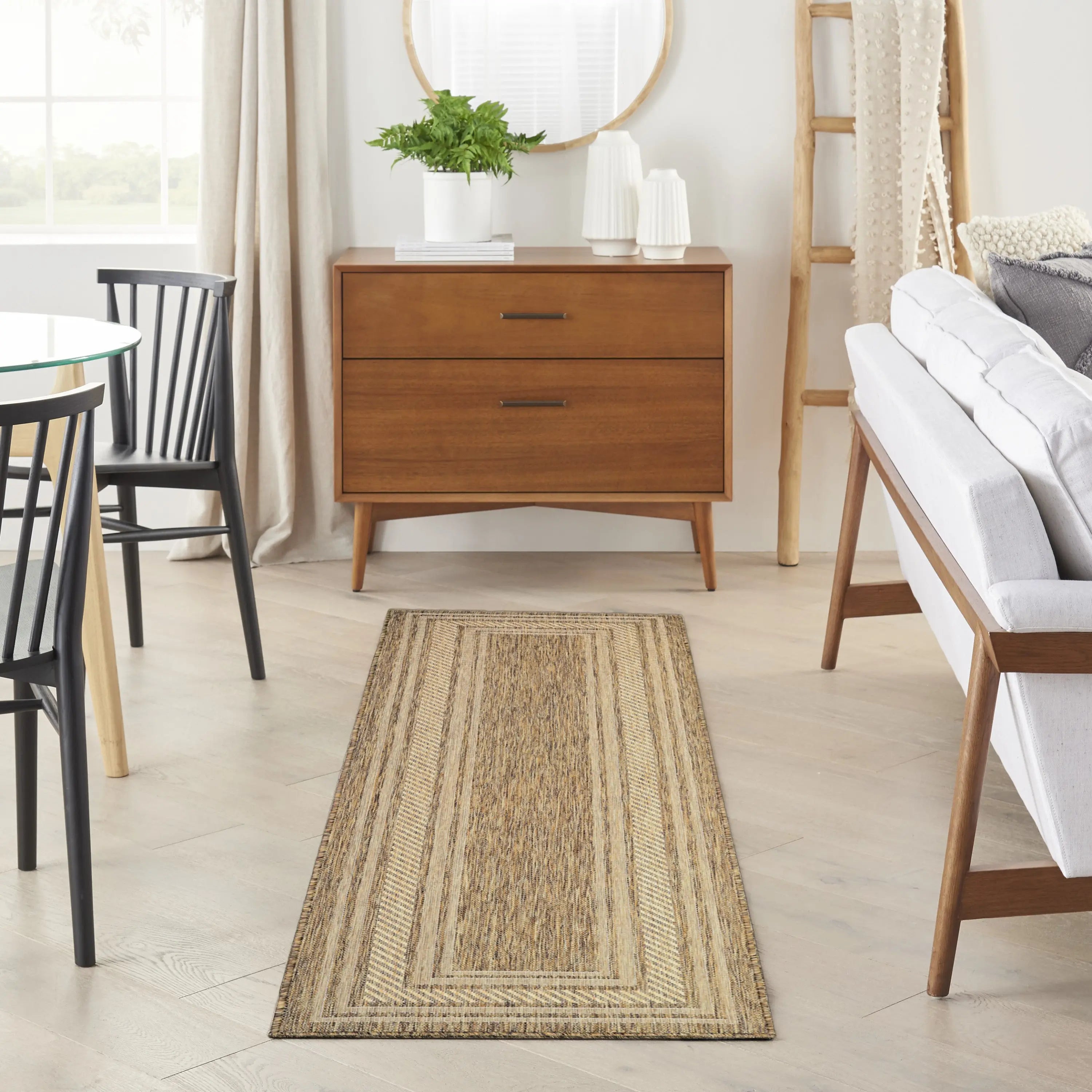 6' Natural Geometric Indoor Outdoor Runner Rug Homeroots Outdoor