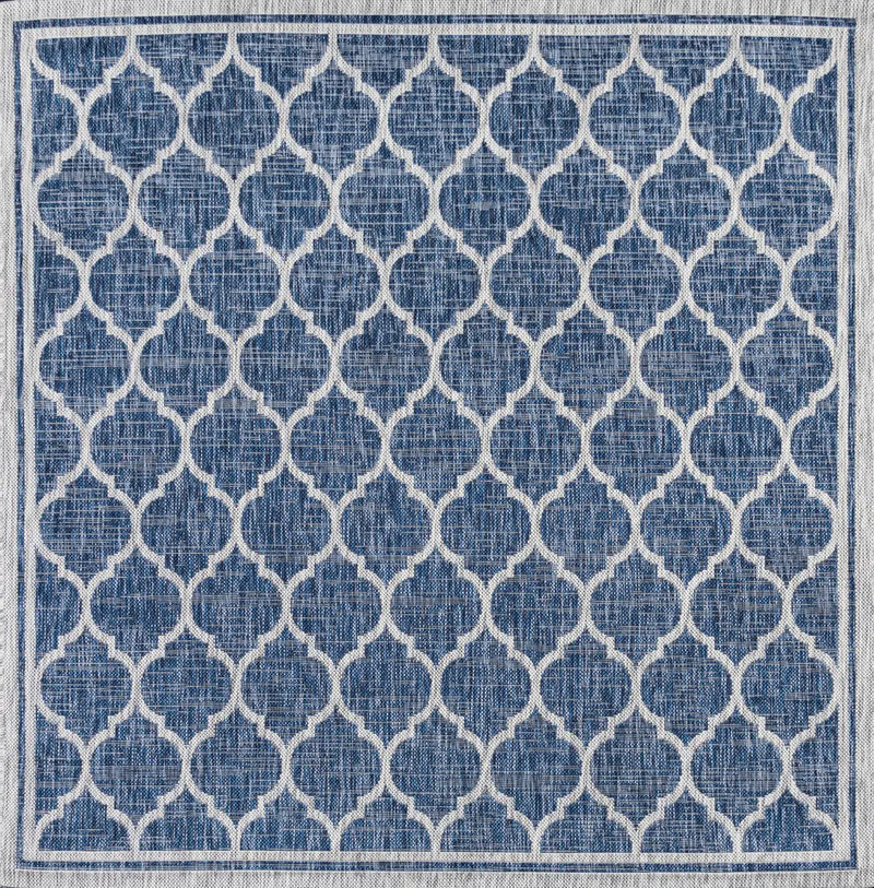 6' Navy Blue And Gray Square Geometric Indoor Outdoor Area Rug Homeroots Outdoor