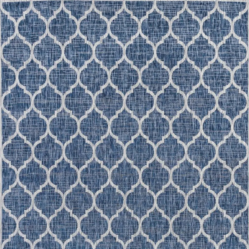 6' Navy Blue And Gray Square Geometric Indoor Outdoor Area Rug Homeroots Outdoor