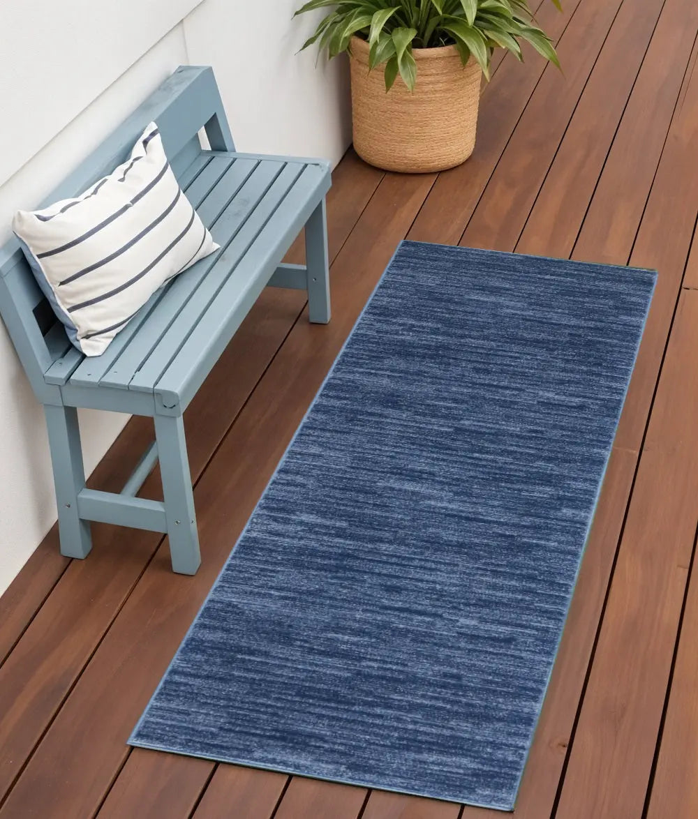 6' Navy Blue Indoor Outdoor Runner Rug Homeroots Outdoor