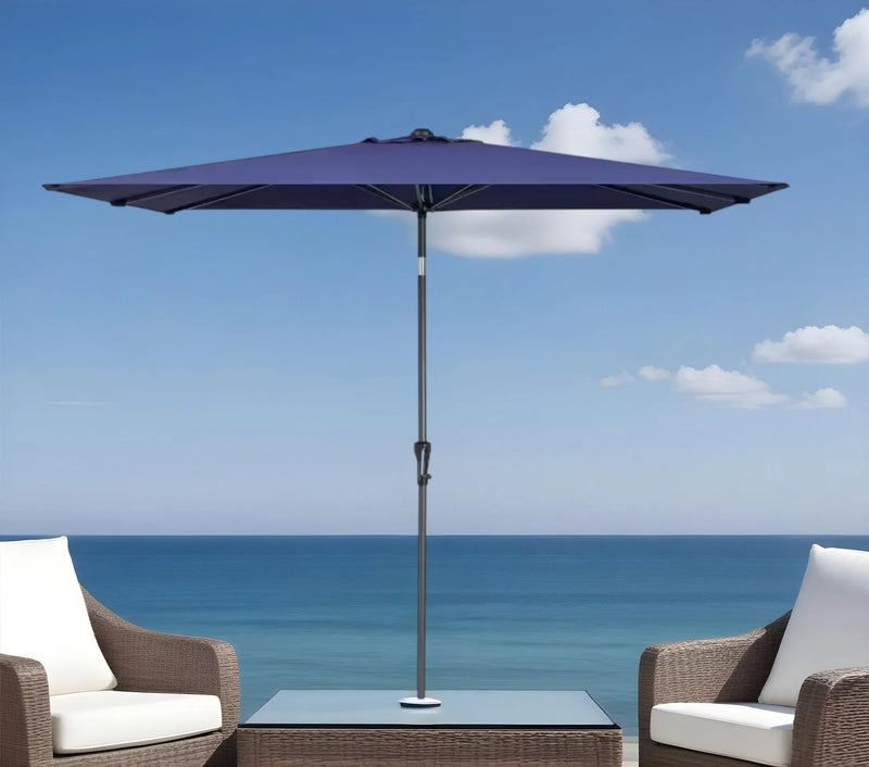 6" Navy Blue Polyester Rectangular Tilt Market Patio Umbrella Homeroots Outdoor