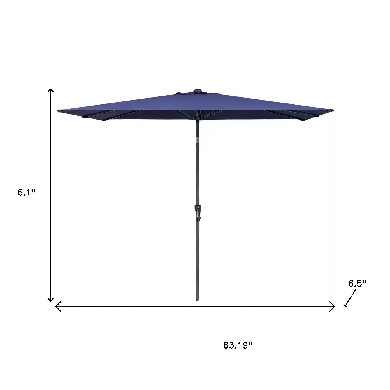 6" Navy Blue Polyester Rectangular Tilt Market Patio Umbrella Homeroots Outdoor