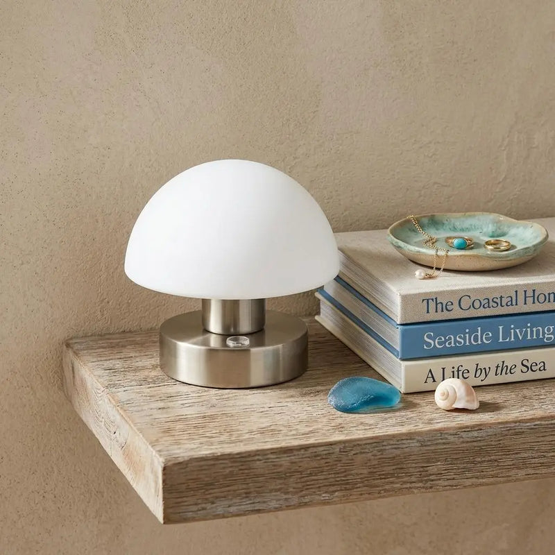 6" Nickel Novelty USB Table Lamp With Dome Shade Homeroots Lighting