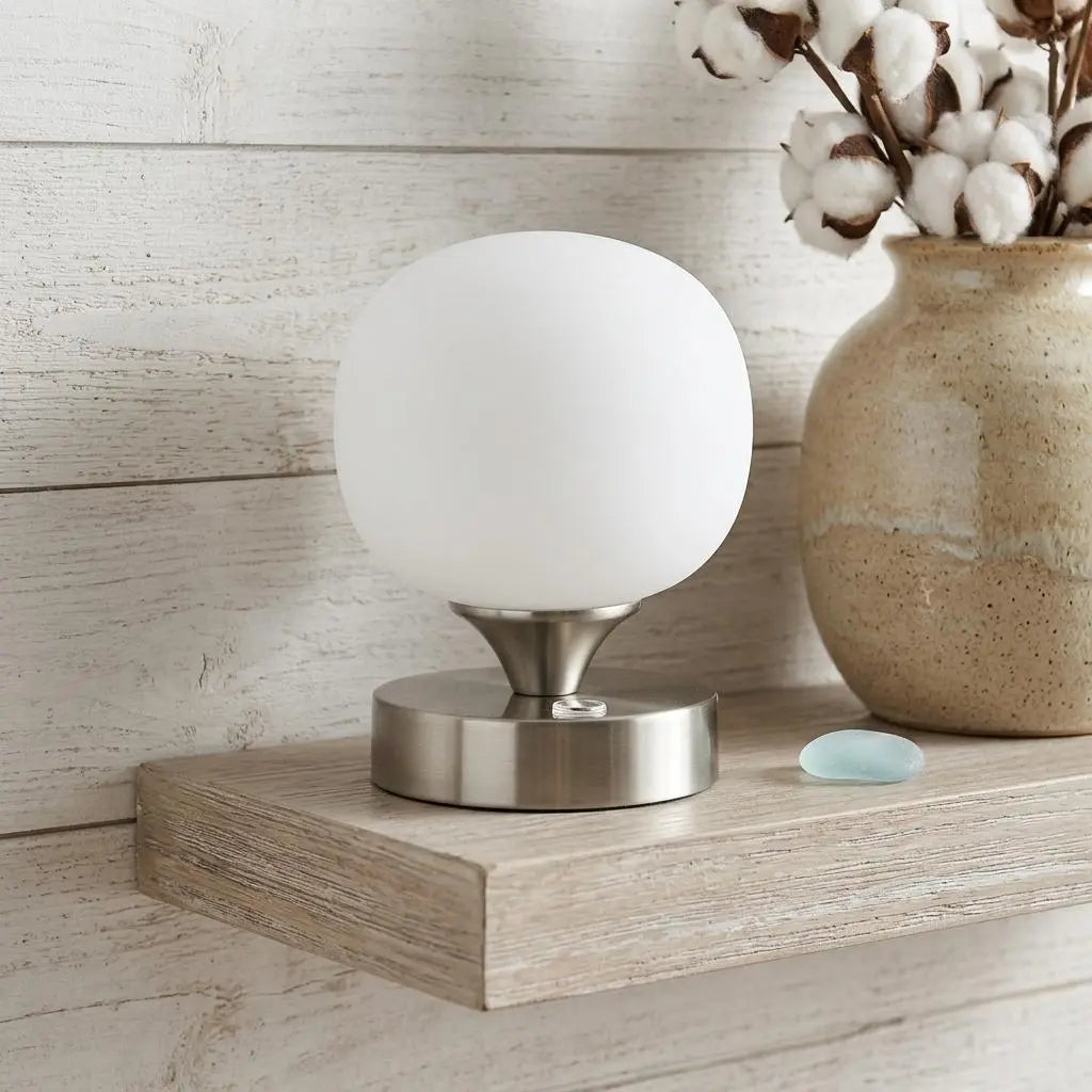 6" Nickel Novelty USB Table Lamp With Globe Shade Homeroots Lighting