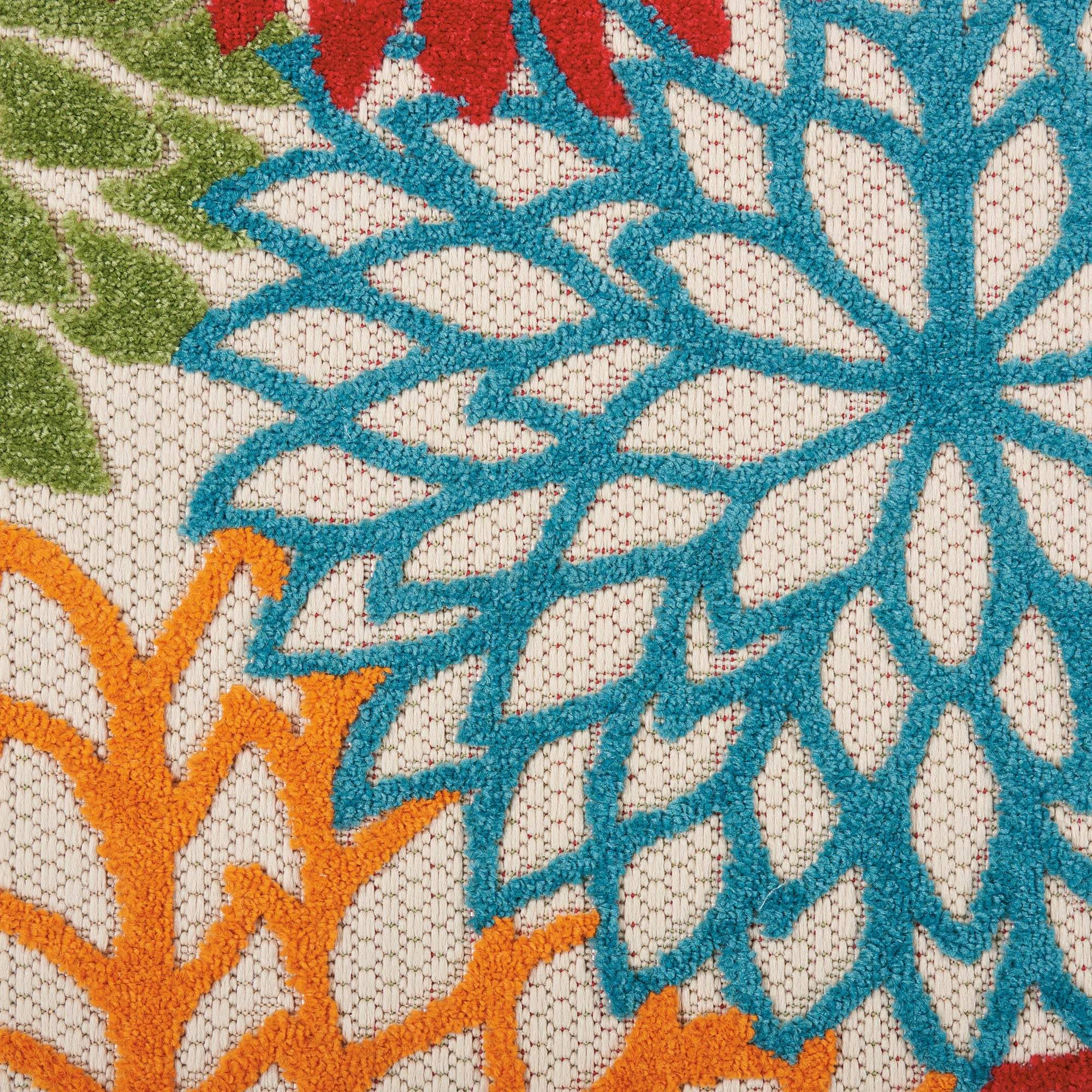 6' Orange Red Green And Blue Floral Indoor Outdoor Runner Rug Homeroots Outdoor