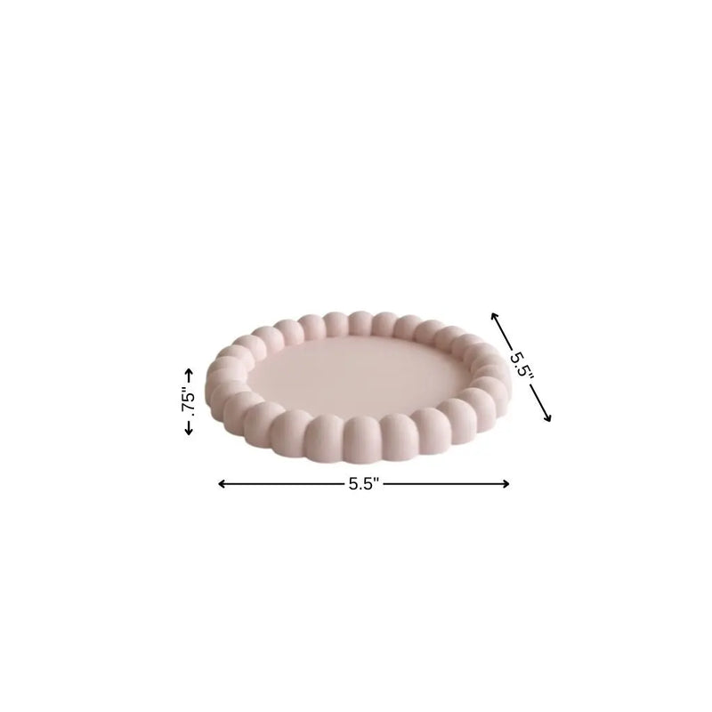 6" Pale Pink Resin Handmade Round Trinket Tray Homeroots Kitchen & Dining
