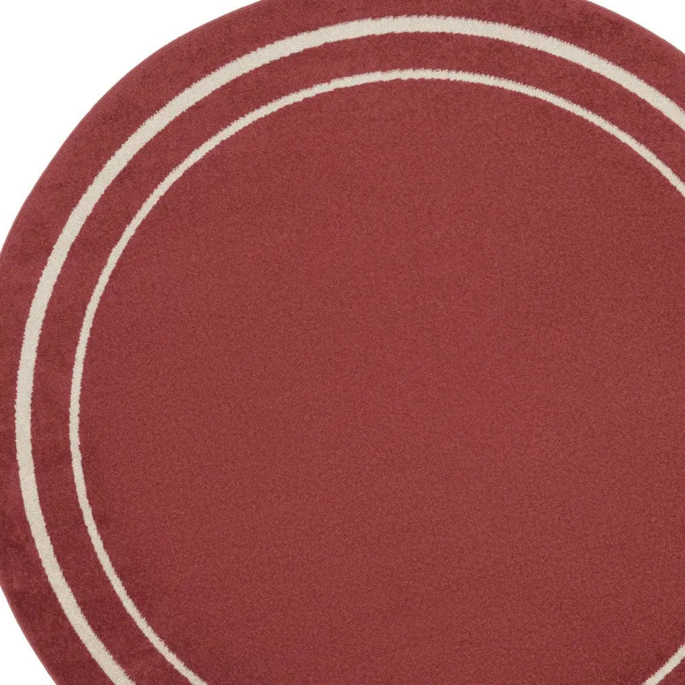 6' Red And Ivory Round Indoor Outdoor Area Rug Homeroots Outdoor
