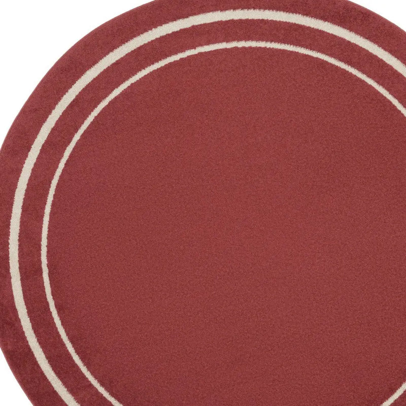 6' Red And Ivory Round Indoor Outdoor Area Rug Homeroots Outdoor
