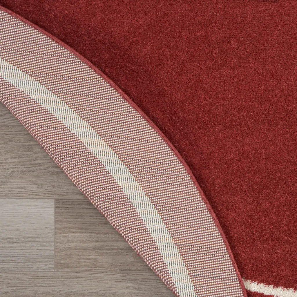 6' Red And Ivory Round Indoor Outdoor Area Rug Homeroots Outdoor