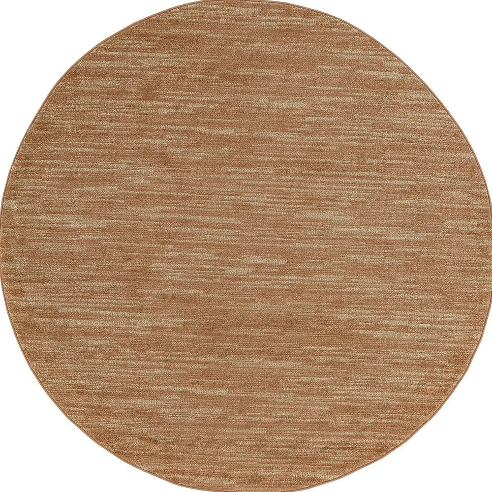 6' Rust And Beige Round Abstract Indoor Outdoor Area Rug Homeroots Outdoor