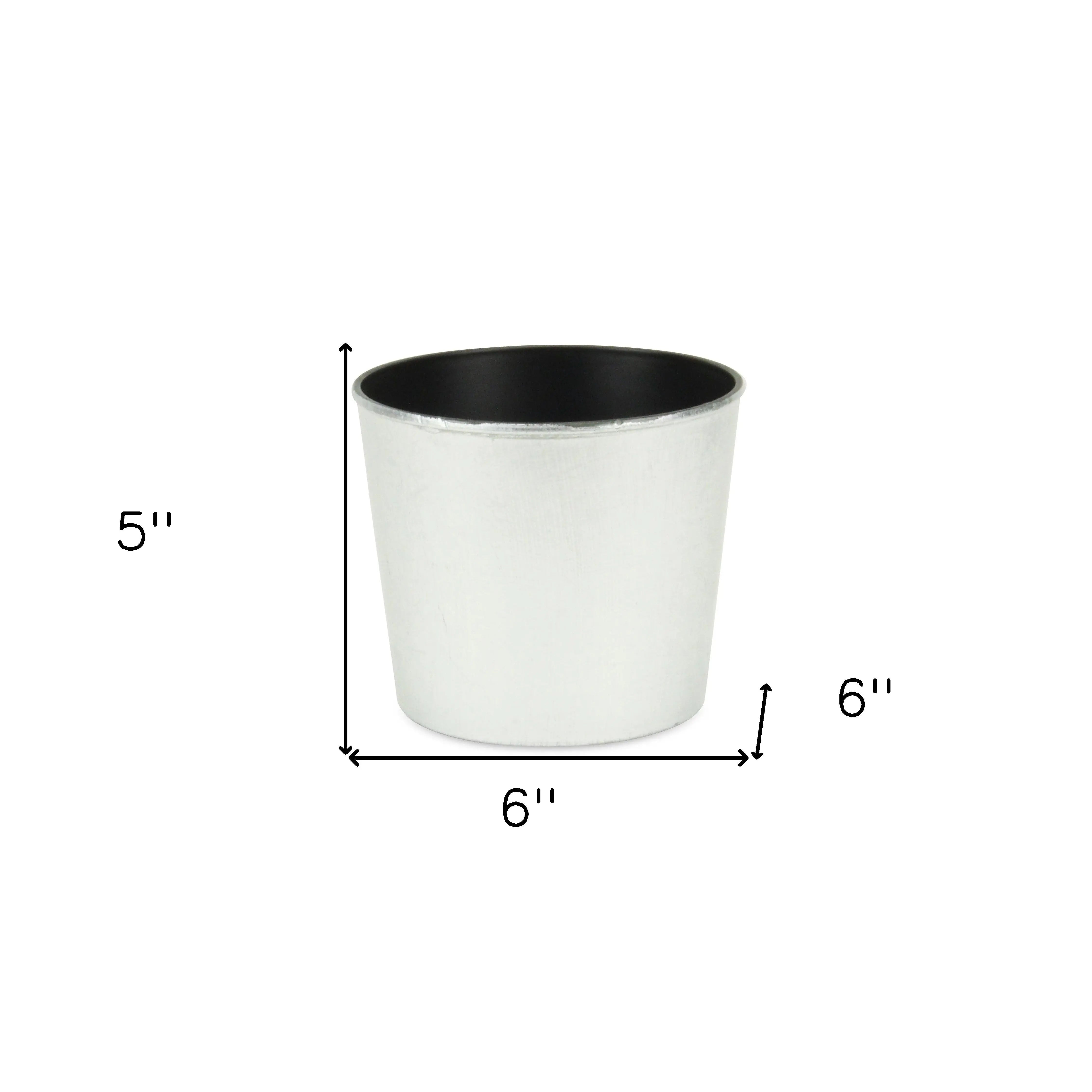 6" Silver Recycled Plastic Indoor Outdoor Round Pot Planter Homeroots Outdoor