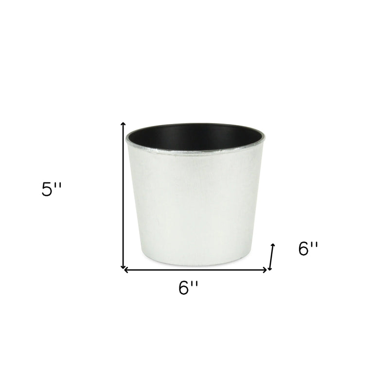 6" Silver Recycled Plastic Indoor Outdoor Round Pot Planter Homeroots Outdoor
