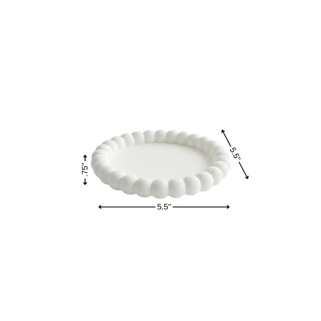 6" White Resin Handmade Round Trinket Tray Homeroots Kitchen & Dining
