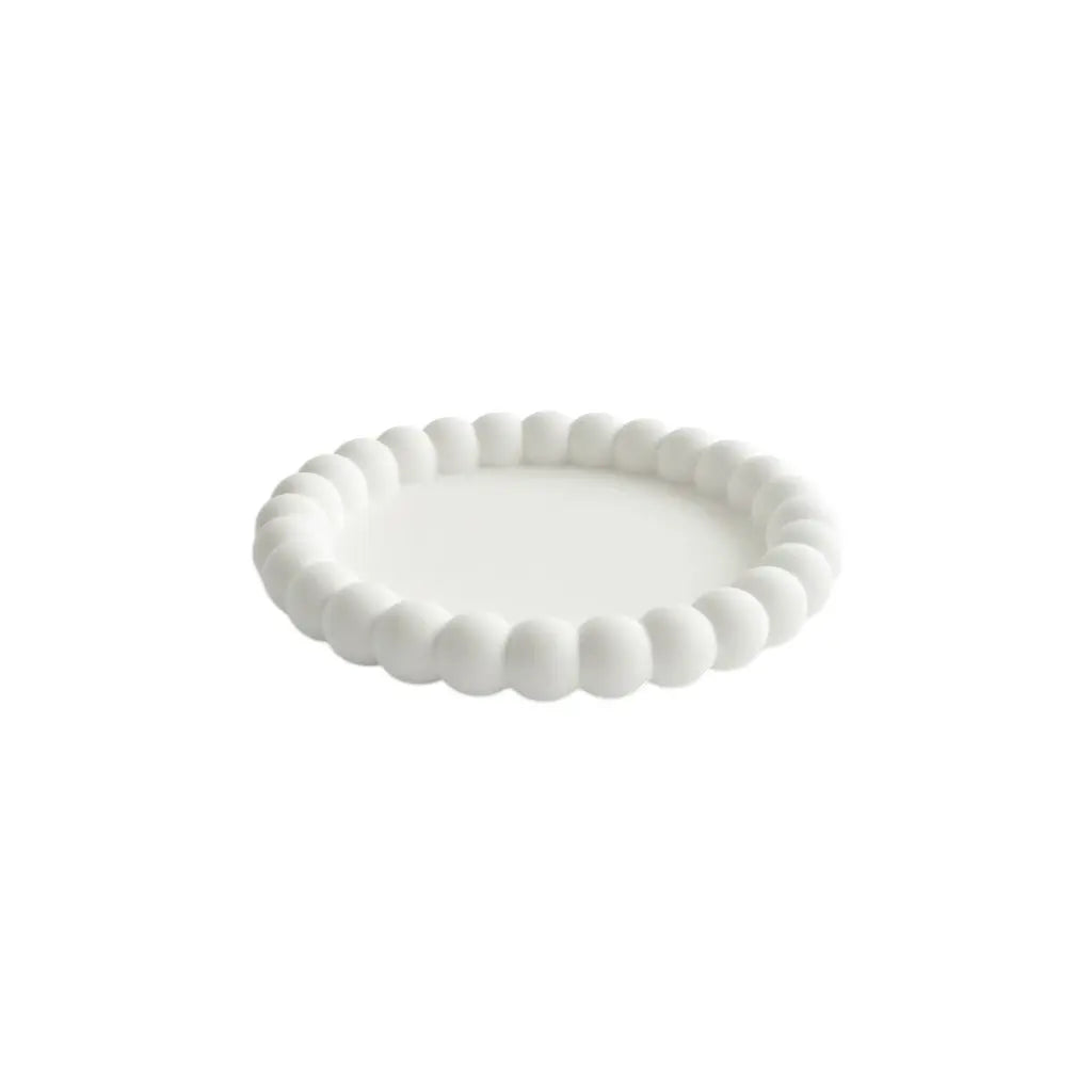 6" White Resin Handmade Round Trinket Tray Homeroots Kitchen & Dining
