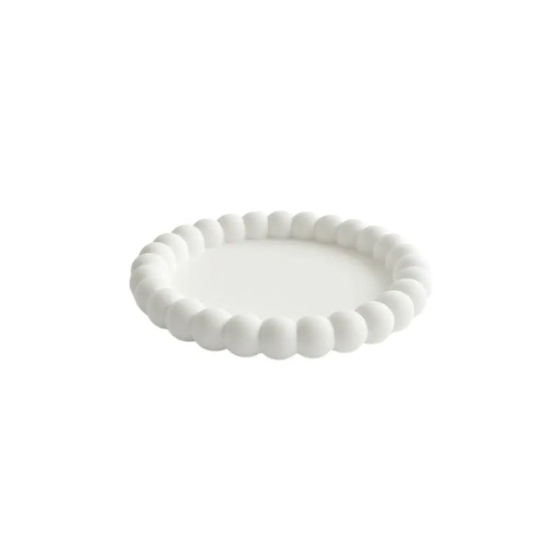 6" White Resin Handmade Round Trinket Tray Homeroots Kitchen & Dining