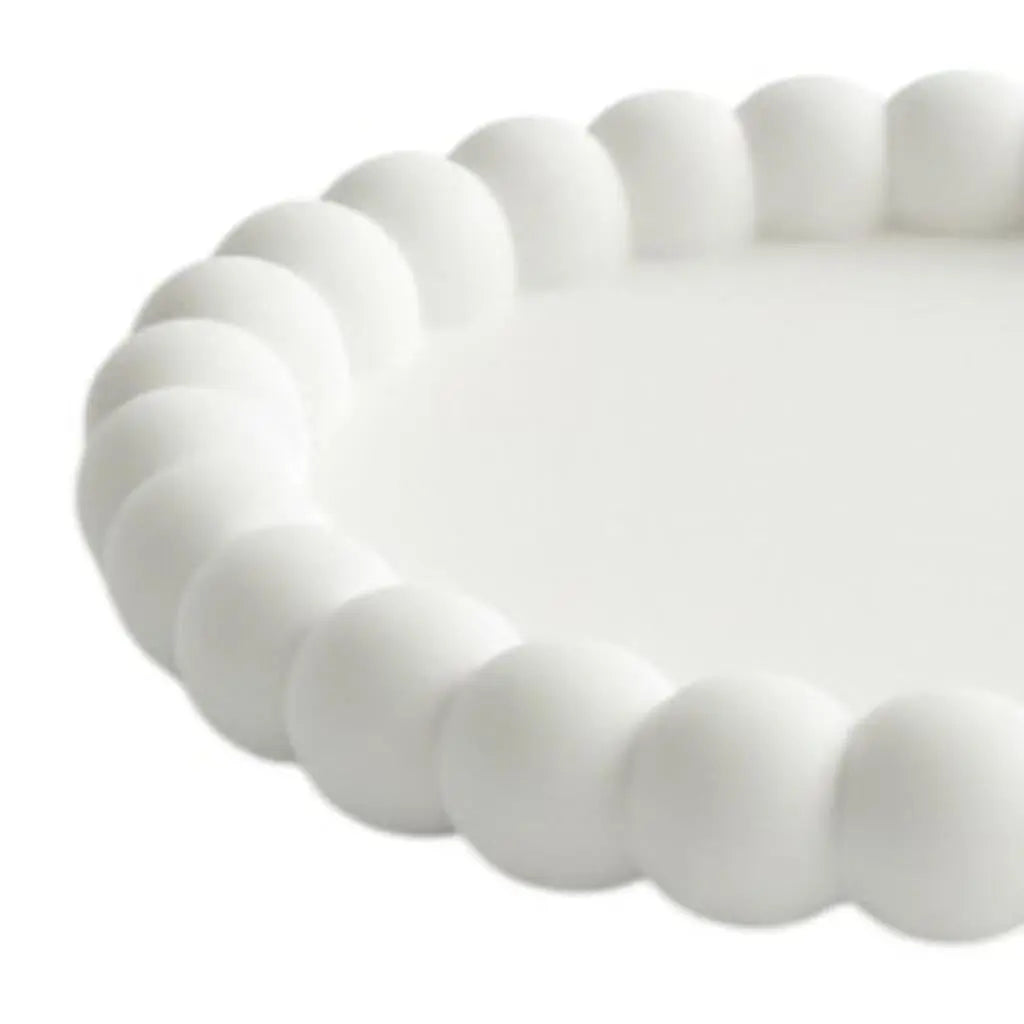 6" White Resin Handmade Round Trinket Tray Homeroots Kitchen & Dining