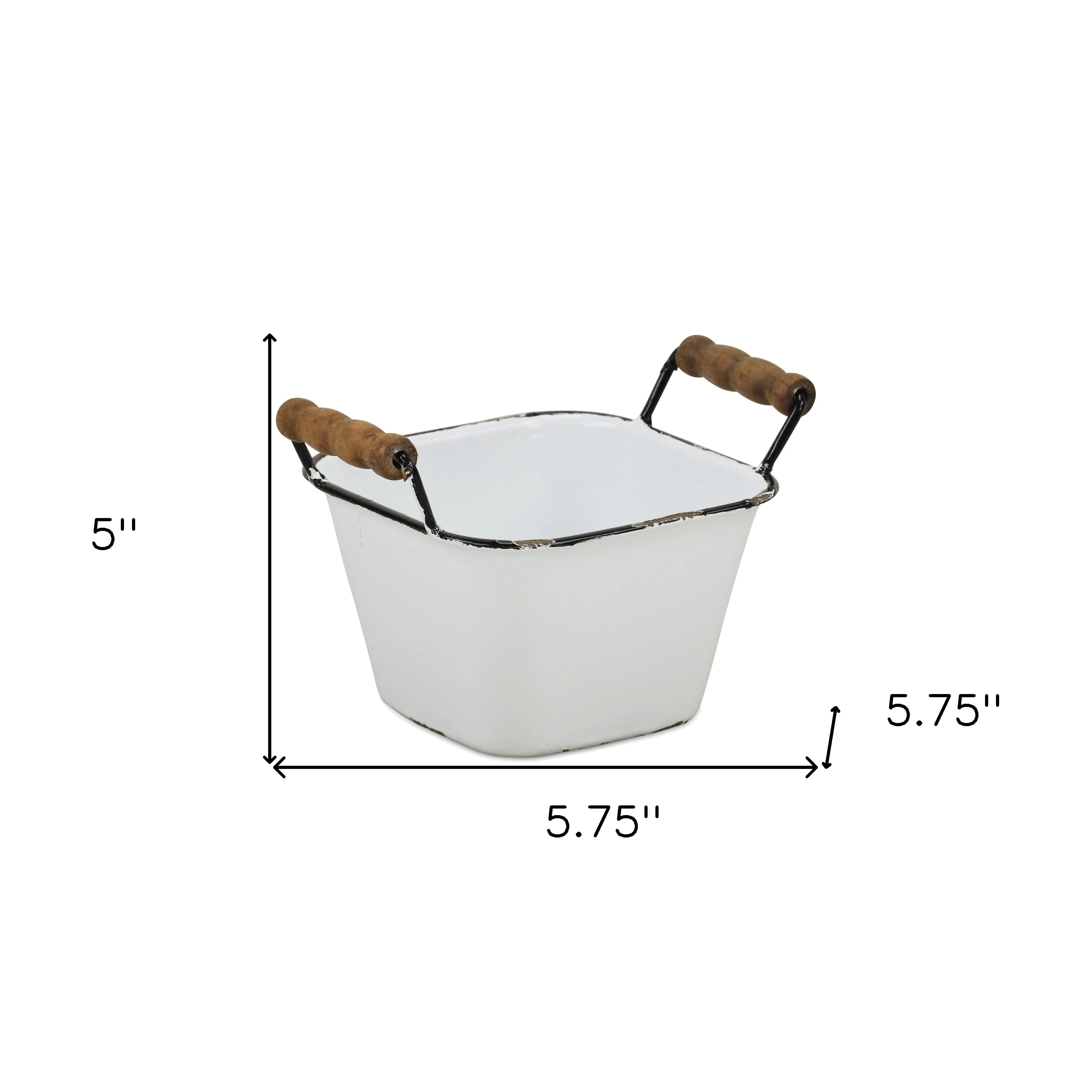 6" White Stackable Metal Bucket Homeroots Office