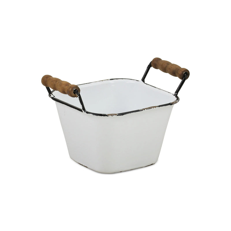 6" White Stackable Metal Bucket Homeroots Office
