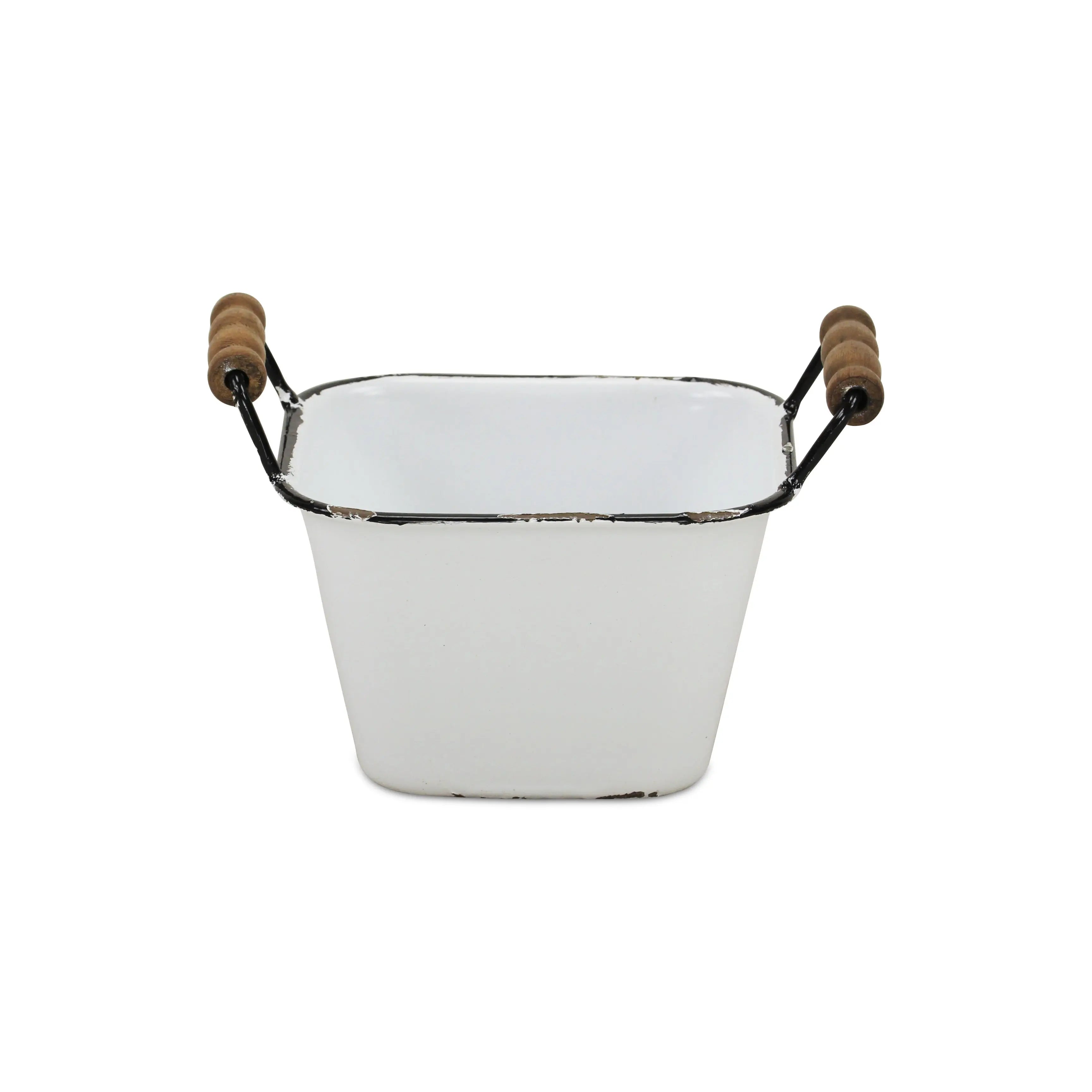 6" White Stackable Metal Bucket Homeroots Office