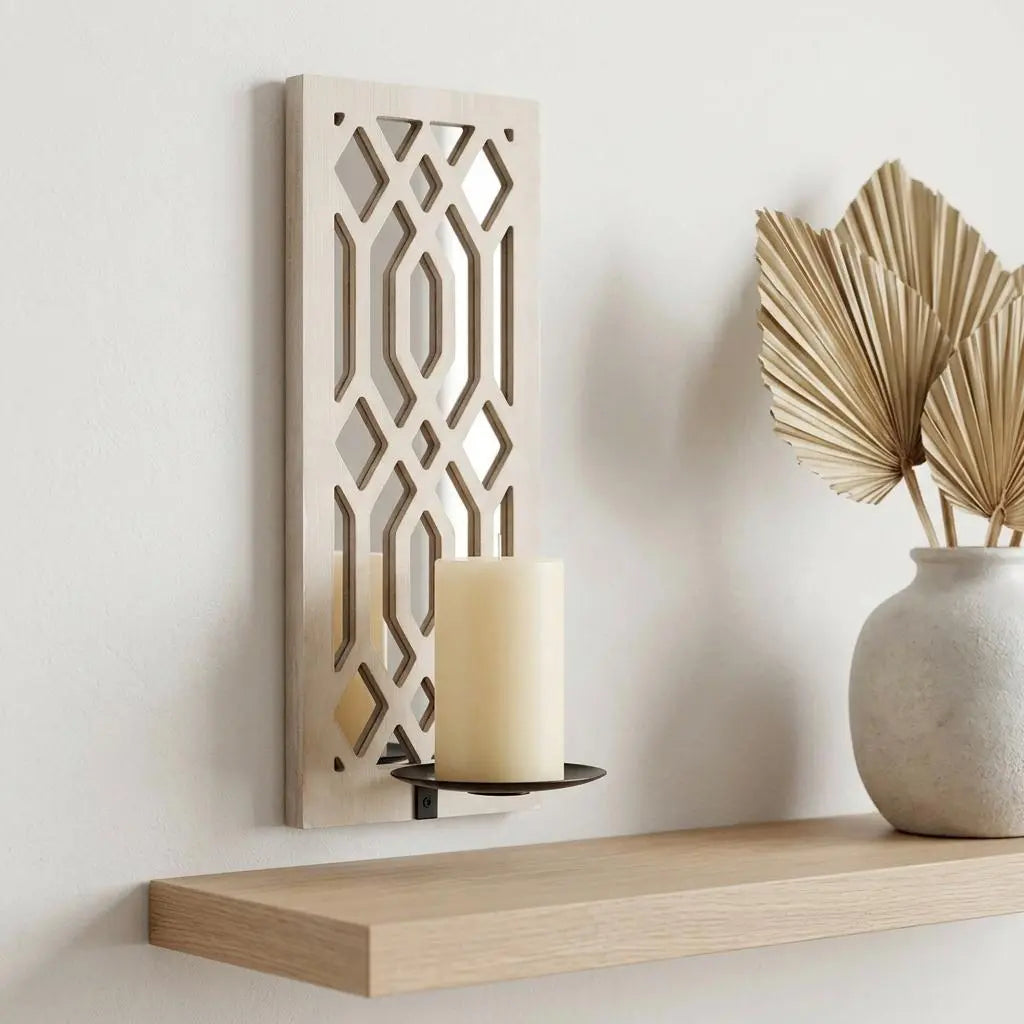 6" White Wood Wall Sconce Candle Holder Homeroots Home Decor