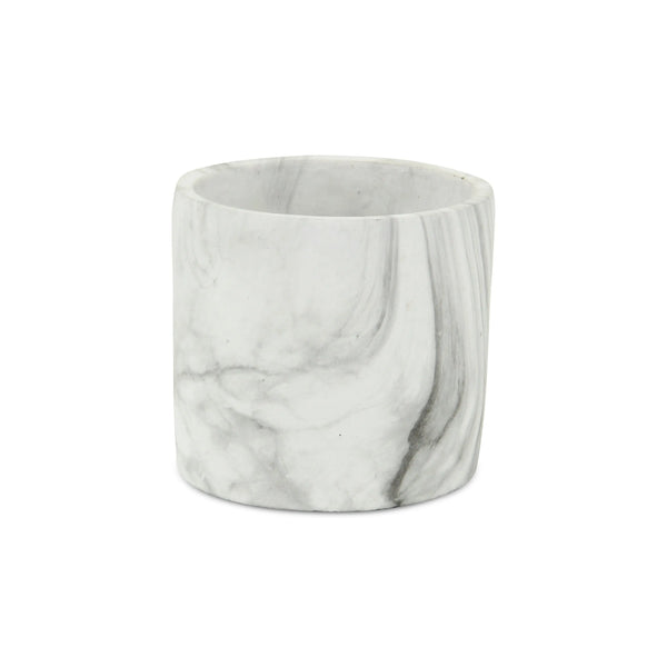 6" White and Gray Marbleized Ceramic Indoor Outdoor Round Pot Planter Homeroots Outdoor