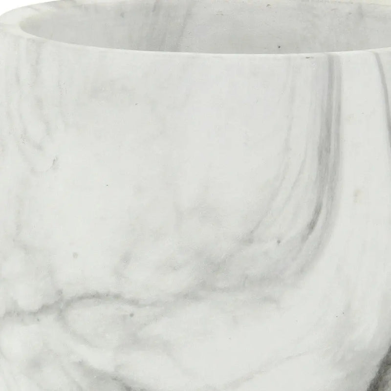 6" White and Gray Marbleized Ceramic Indoor Outdoor Round Pot Planter Homeroots Outdoor