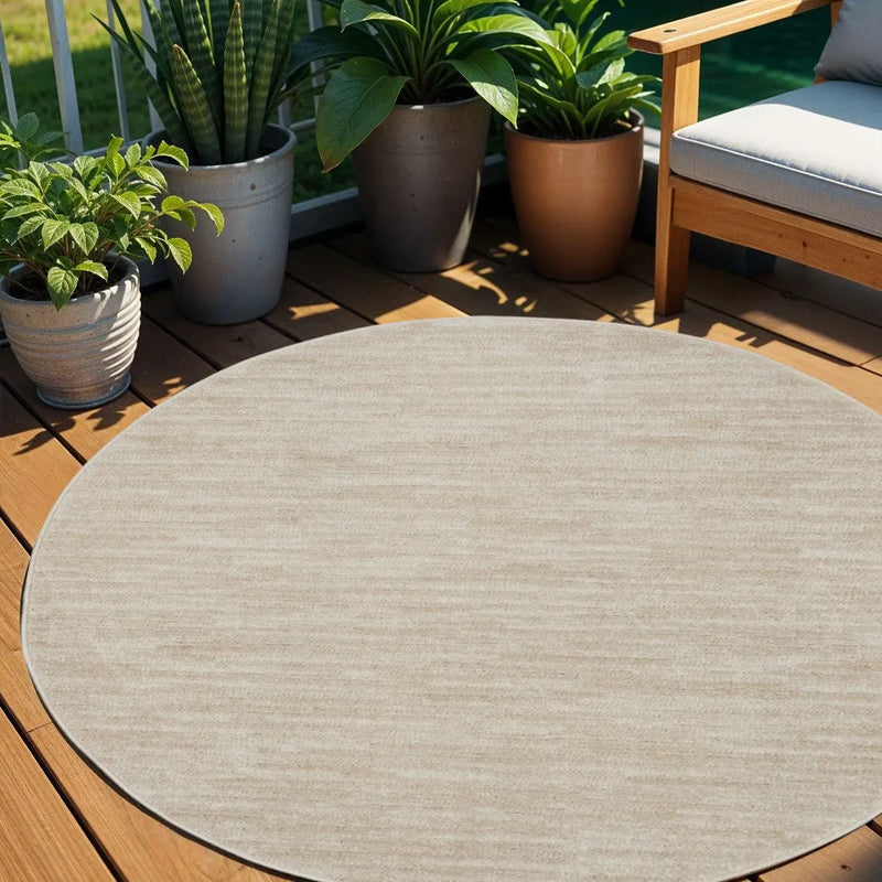 6' X 6' Beige And Ivory Round Indoor Outdoor Area Rug Homeroots Outdoor