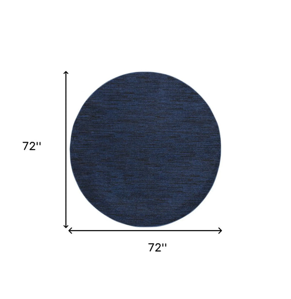 6' X 6' Blue Round Indoor Outdoor Area Rug - GreatEagleInc