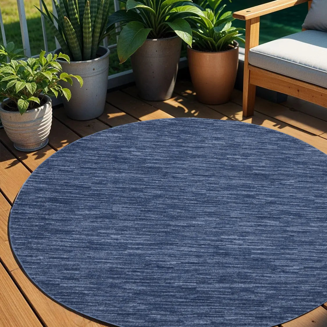 6' X 6' Blue Round Indoor Outdoor Area Rug Homeroots Outdoor