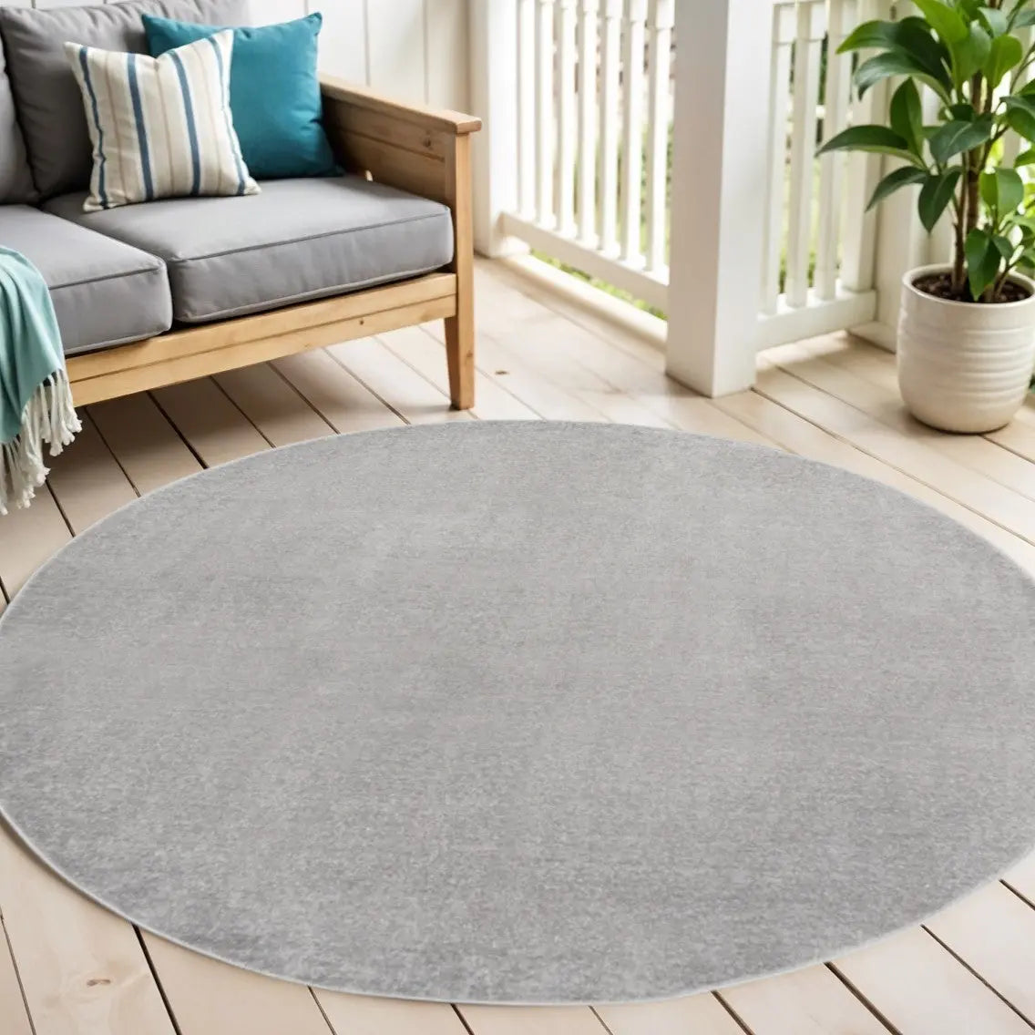 6' X 6' Gray Round Indoor Outdoor Area Rug Homeroots Outdoor