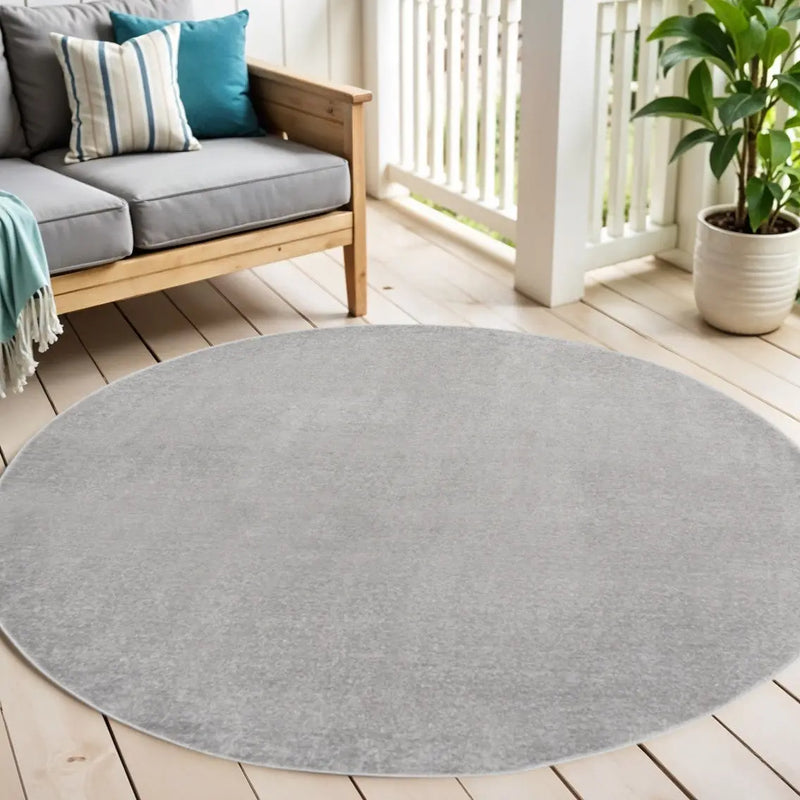 6' X 6' Gray Round Indoor Outdoor Area Rug Homeroots Outdoor