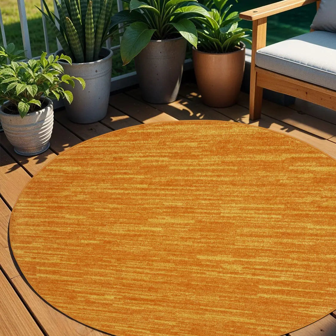6' X 6' Orange Round Indoor Outdoor Area Rug - GreatEagleInc