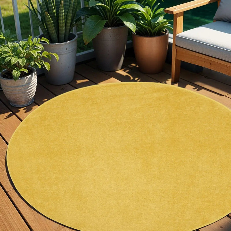 6' X 6' Yellow Round Indoor Outdoor Area Rug Homeroots Outdoor